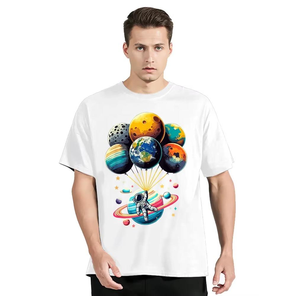 Men's Clothing Oversized T-shirt Loose  T Shirt Space Astronaut Graphic Funny Print Tshirt Summer Casual O-neck Tops