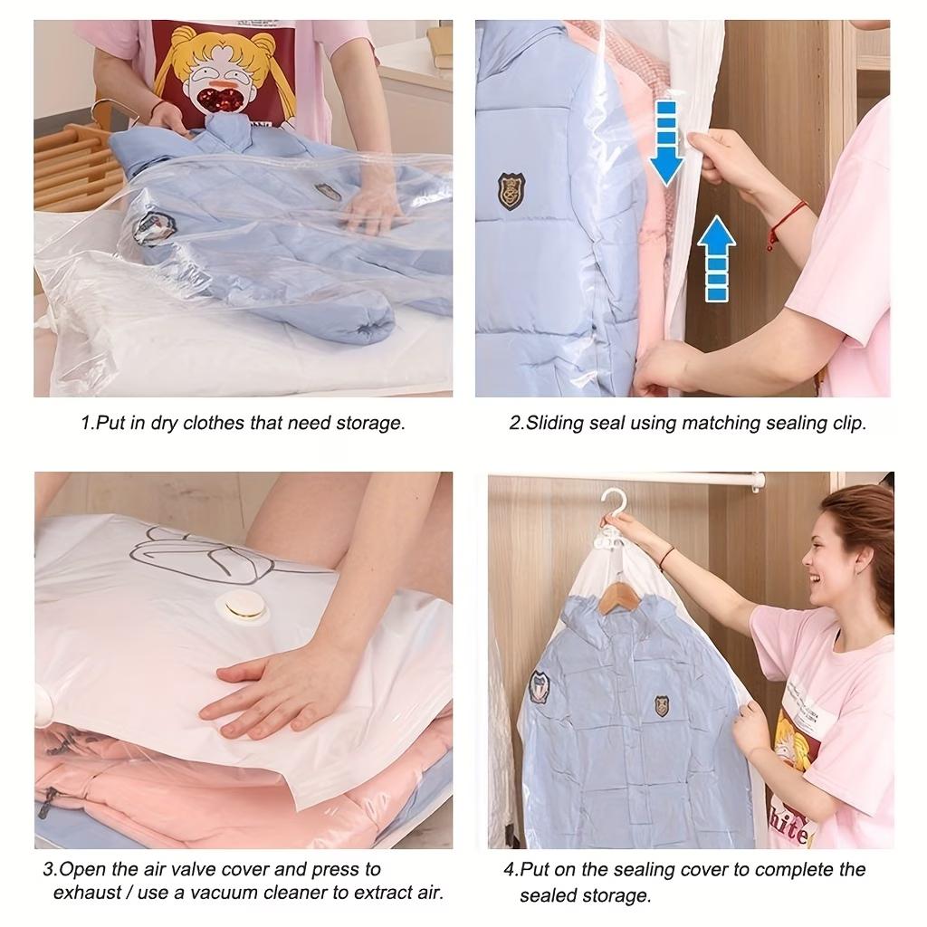 Duty Vacuum Storage Bags with Zipper Closure - Space-Saving Hanging Organizer Bags for Clothes, Suits, Jackets, Travel - Plastic Vacuum Sealer