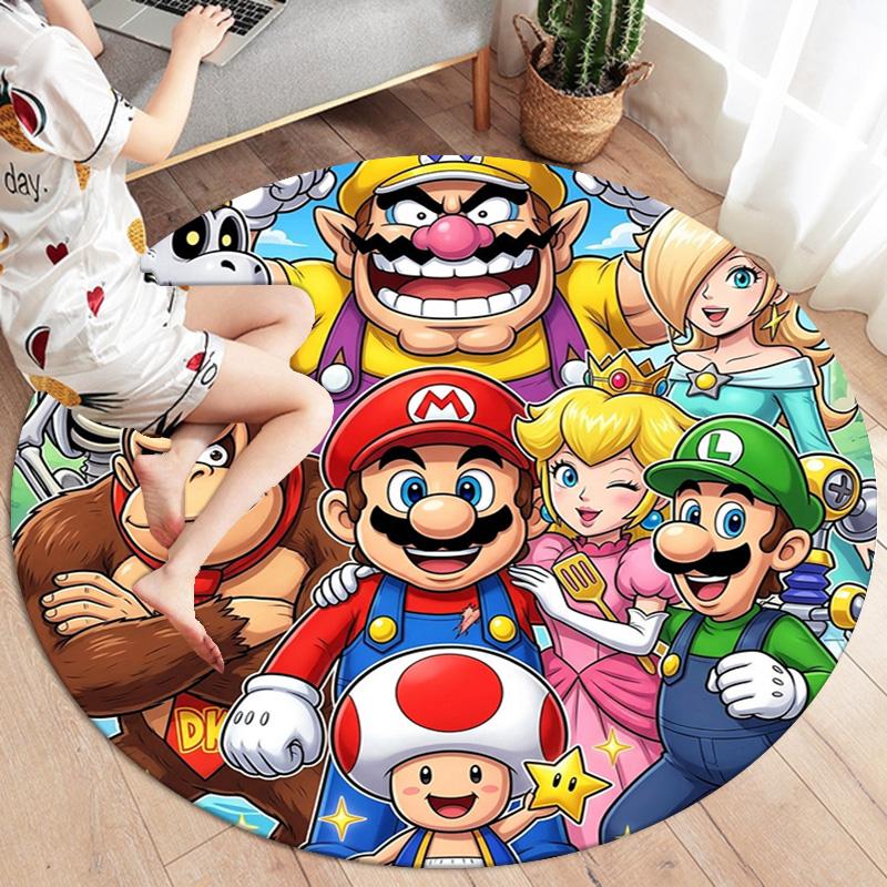 Super Mario Round Area Rug Carpet Rug For Living Room Bedroom Sofa Playroom Decor Nonslip Floor Mat