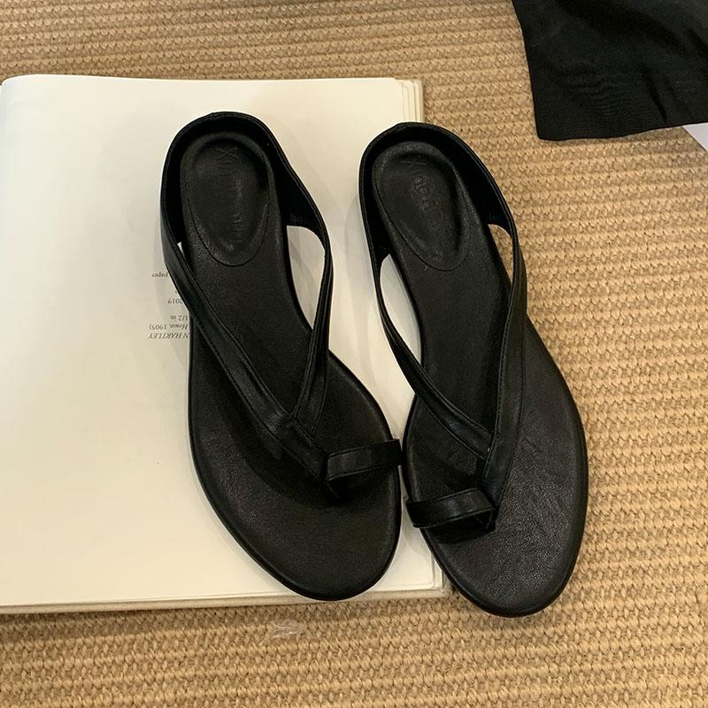 Fashion Fashion Round Toe Ladies  Low Heel Slippers Shoes Luxury Footwear Women Heeled Slippers Slides Shoes Female Sandals Flip flops