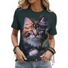 2025 New Fashion Women's T Shirt Lovely Cat 3d Printed T-shirt Women Tshirts Summer O-Neck Short Sleeve Tops Tees Casual Clothes