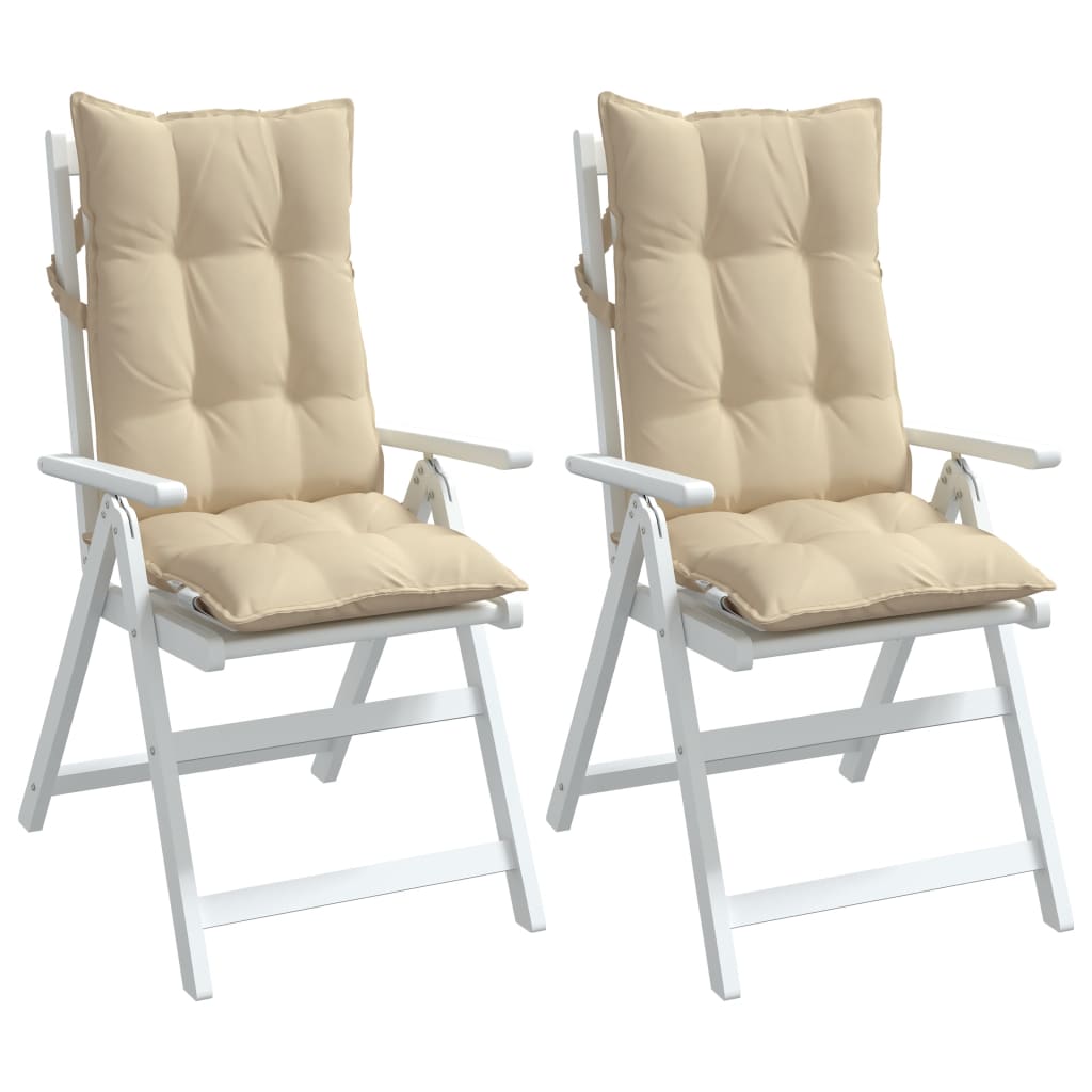 High Back Cushions 2 pcs Beige Oxford Fabric