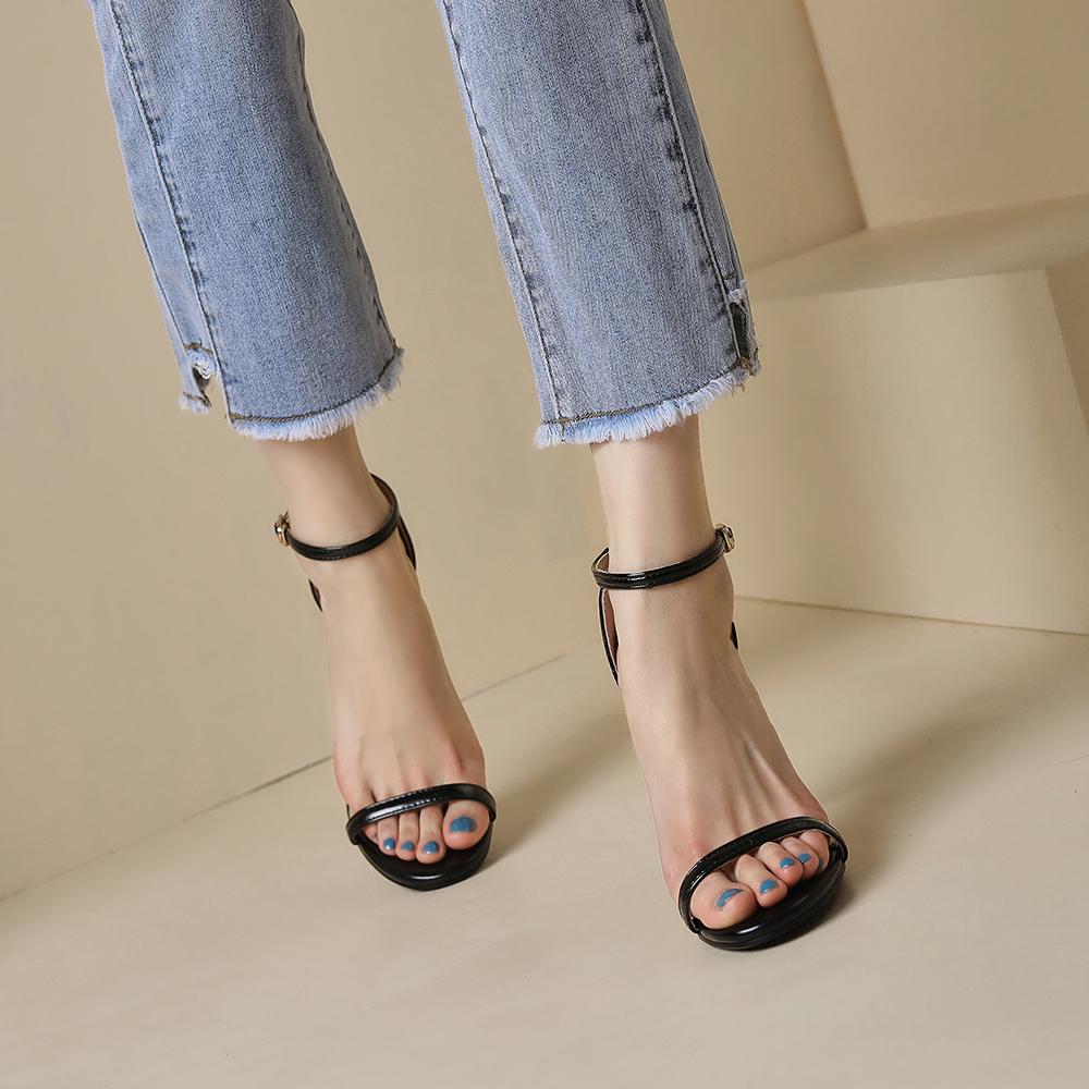 Women's High-heeled Sandals Summer New Simple and Versatile Thin-heeled Large-size Open-toed Sandals