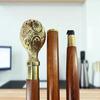 Engraved Brass Handle Walking Cane, Polished Hardwood Shaft, Victorian Gentleman Accessory