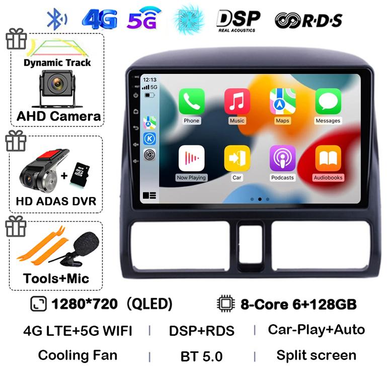 Android 14 Carplay Auto Car Radio For Honda CR-V CRV 2 2001-2006 Stereo GPS Multimedia Video Player WIFI+4G Head Unit Audio DSP