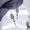 Y2K Gothic Sliver Color Baroque Heart-shaped Bowknot Injection Syringe Dangle Earrings for Women Hallowmas Charm Jewelry Gifts