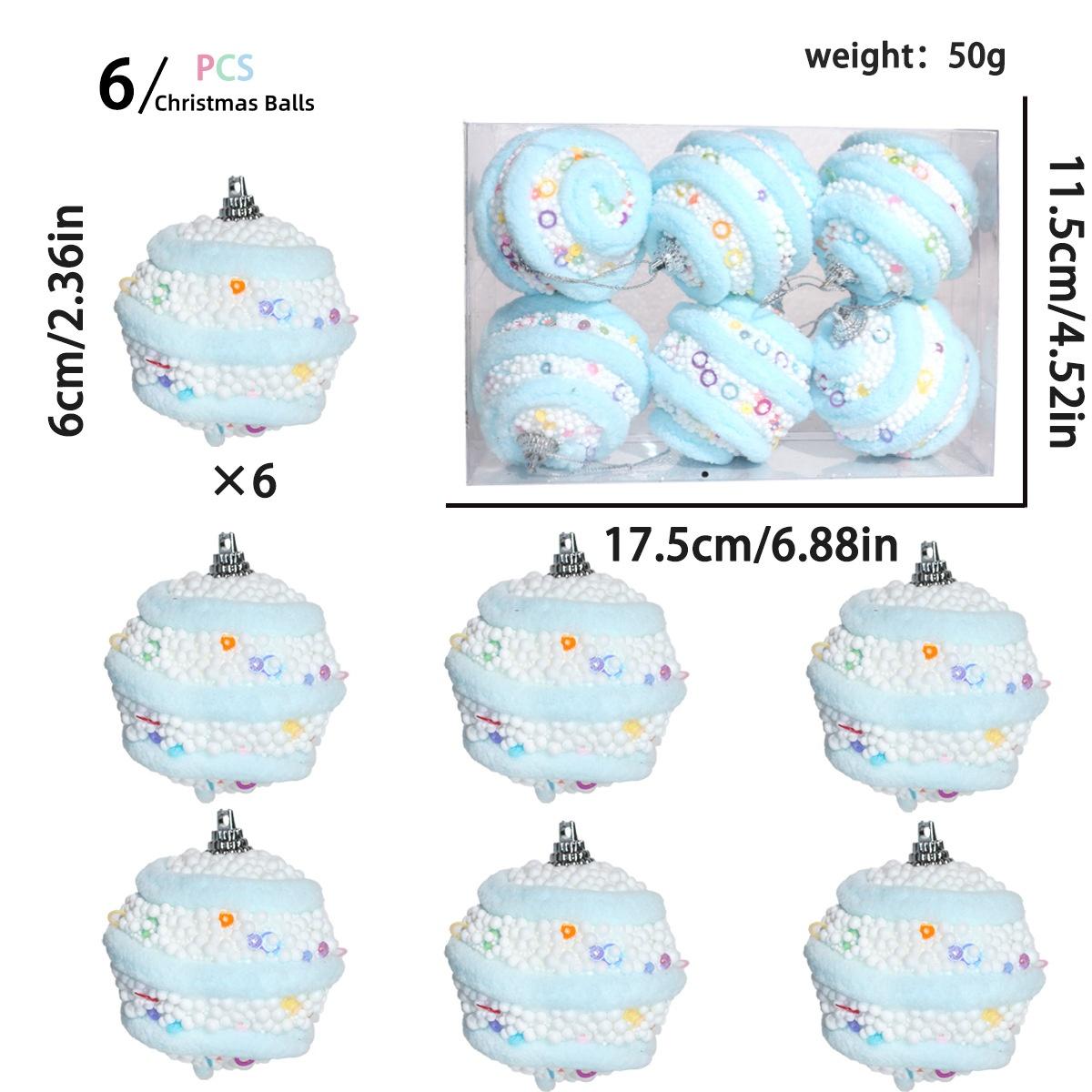 

6 Pack 6cm Macaroon Color Christmas Ball Donuts Candy Rainbow Xmas Tree Ball Christmas Foam Decorative Hanging Ornament синій