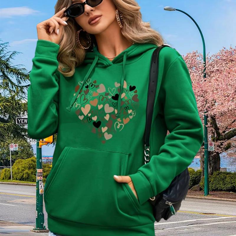 Женские свободные толстовки с капюшоном Starry Sky Love Print блузки толстовки повседневные свитера с длинным рукавом XS зелёный 1596₽