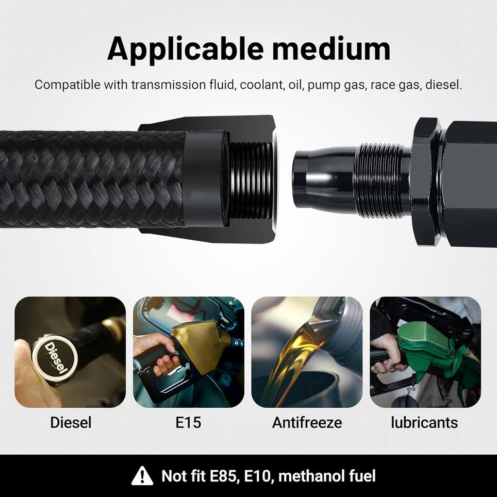 EVIL ENERGY 6AN Fuel Line Kit, 6AN Hose Nylon Stainless Steel Braided Fuel Line With 14PCS Fitting Adapter Kit CPE 20FT