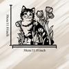 Vintage Iron Cat and Tulip Garden Wall Decor Sculpture Gift