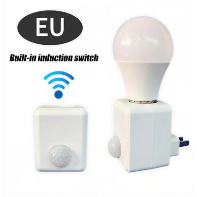 EU Plug E27 Led Lamp Base with Motion Sensor PIR Radar Induction Light Bulb Holder Socket Adapter Converter Adjustable