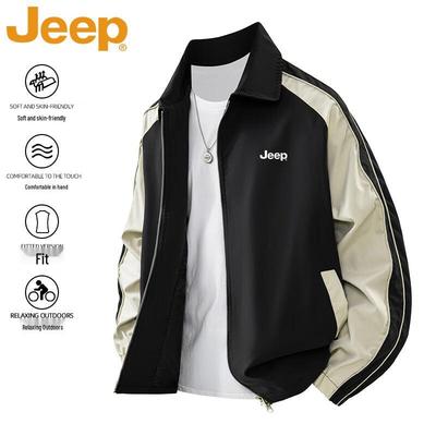 Men's Spring Autumn Lapel Color-block Jacket