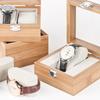 Bamboo watch case storage box collection natural display watches gift one piece parallel import.