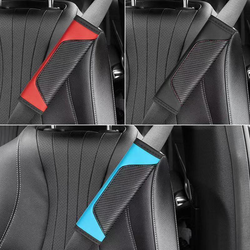 2Pcs PU Car Seat Belt Shoulder Covers Breathable Soft Protective Pads for Comfortable Daily Driving Travel