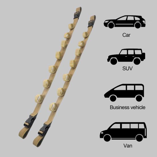 1 Pair Car Fishing Rod Holder 7 Loop Adjustable Heavy Duty Auto Vehicle SUV Truck Wagons Fishing Pole Rack Carrier Belt Storage Fixing Organizer Strap