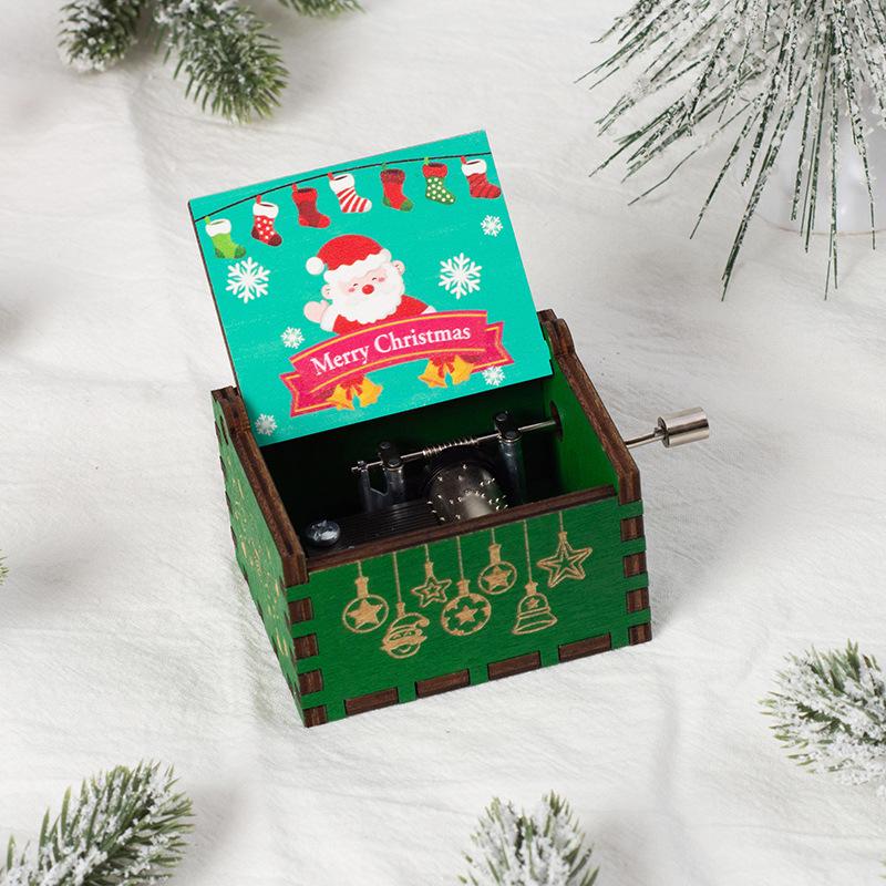 Wooden Hand-Cranked Christmas Music Box Ornament