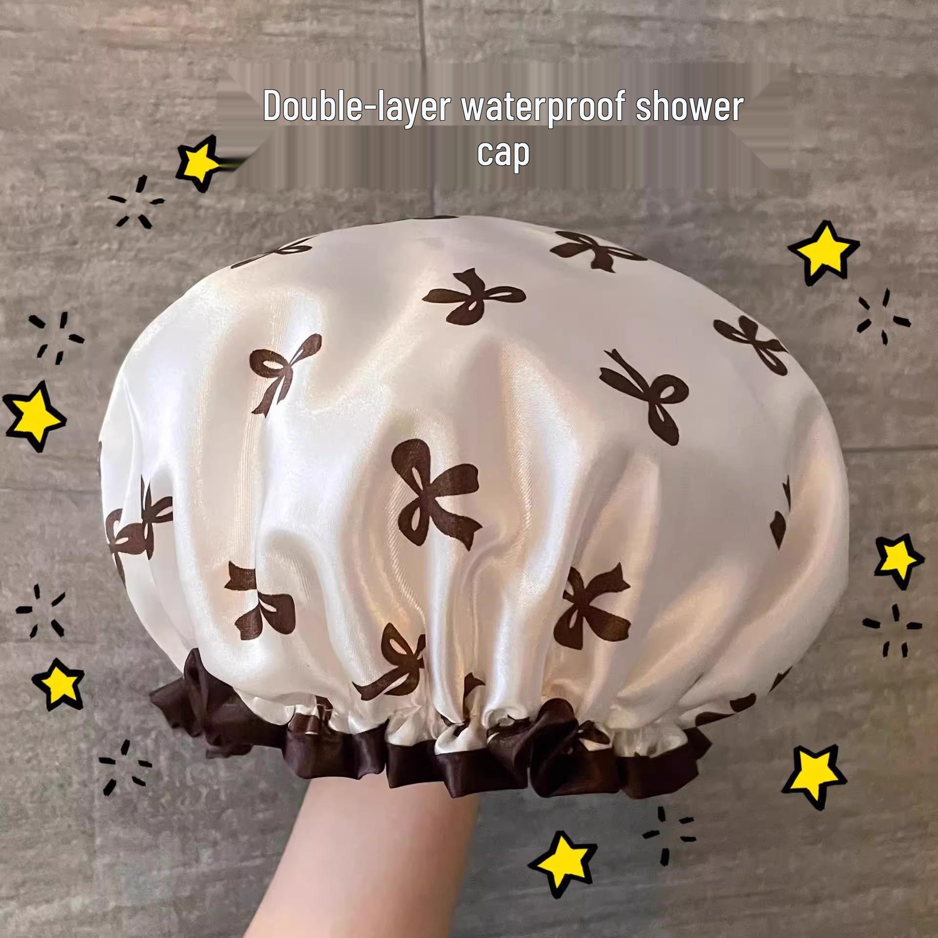 

Водонепроницаемая двухслойная шапочка для душа для женщин и девочек - Защита от масла, защита сухих волос, для использования в ванной и на кухне Regular