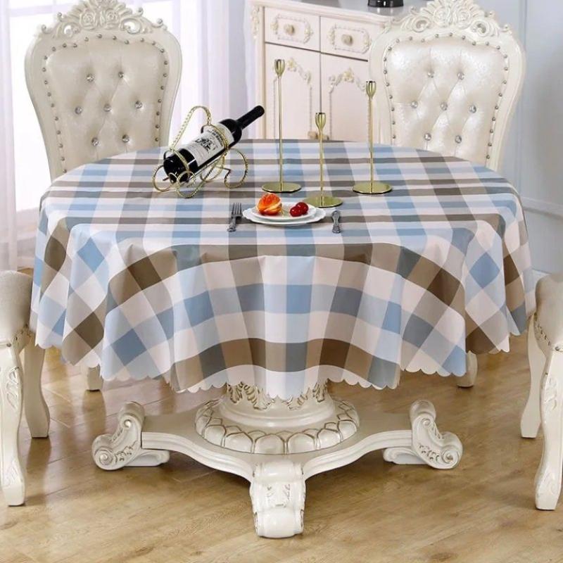 Proud Rose Waterproof Round Table Cloth PVC Oil-proof Table Cover European Household Round Plastic Dining Tablecloth Table Cover