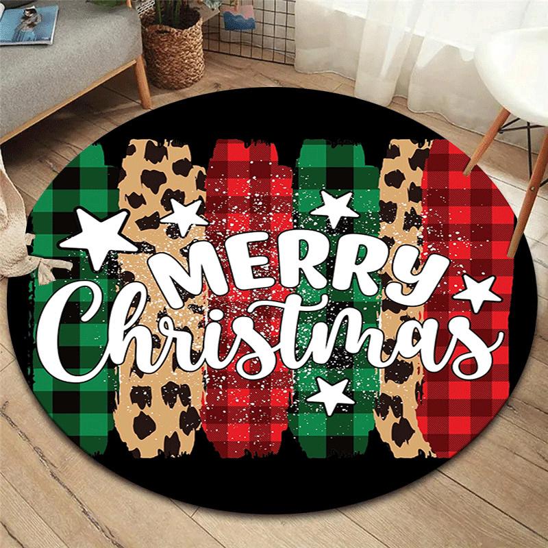 

1pc Soft, Absorbent & Non-Slip Christmas Round Rug, Perfect for Entryway, Living Room, Bedroom Decor, Machine Washable Flannel Memory Foam M 80cm by 80cm