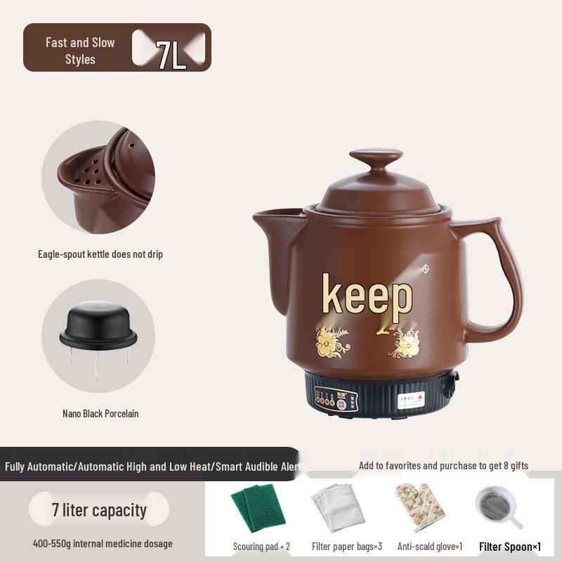 Automatischer elektrischer Abkochtopf für chinesische Medizin mit violettem Ton - Schmortopf für den Hausgebrauch.