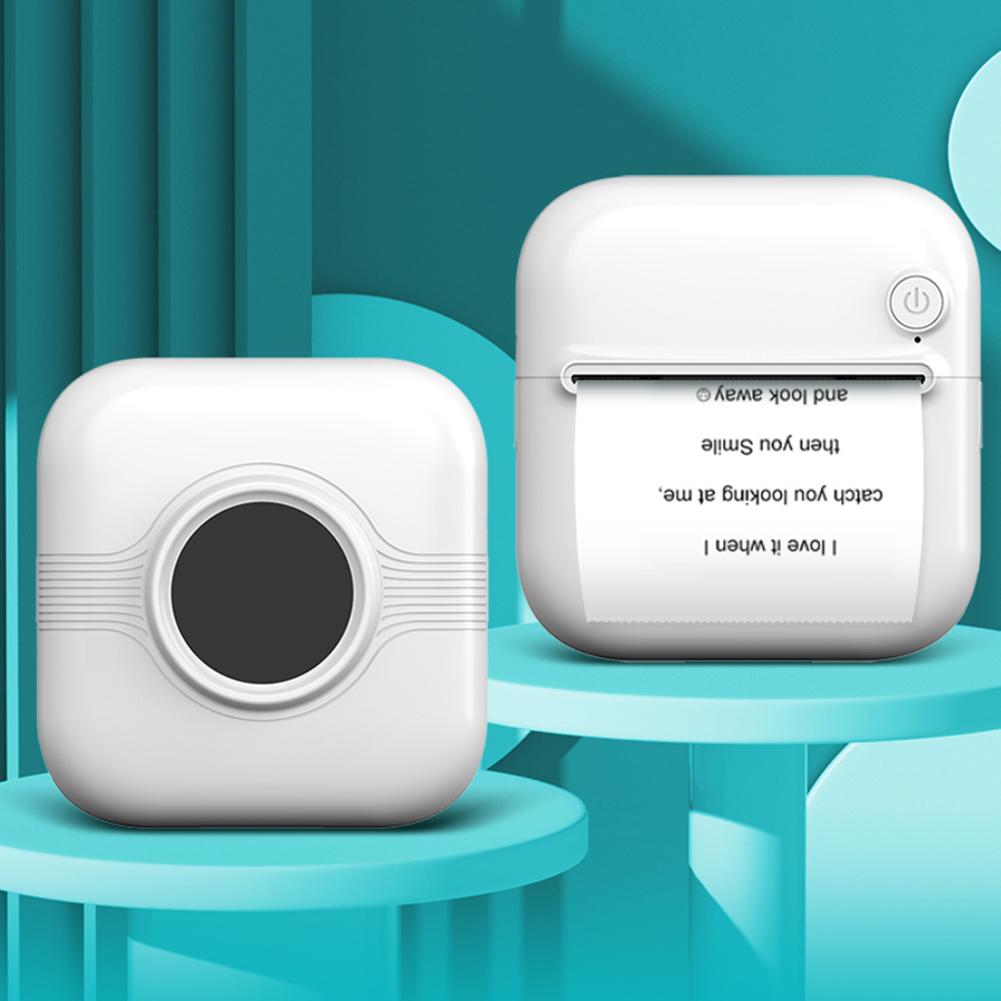 Portable Mini Thermal Printer Wirelessly BT 203dpi Photo Memo Question Printing Machine with 6 Roll Paper Thermal Label Printer