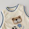 Korean Style Summer Baby Clothes Set: Cartoon Bear Sleeveless Vest with Shorts for Boys and Girls