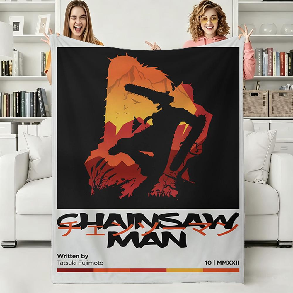 Cute Girl C-Chainsaw-Man Japanese Anime Soft Warm Flannel Blanket Art For Bedroom Wall Living Room Decor Bed Picnic Office Gift