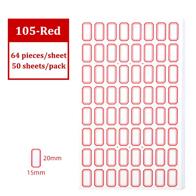 Self-Adhesive Label Stick,50 Sheets/Pack Adhesive Paper,Handwritten Blank Red Blue Category Tags,Office And School Supplies