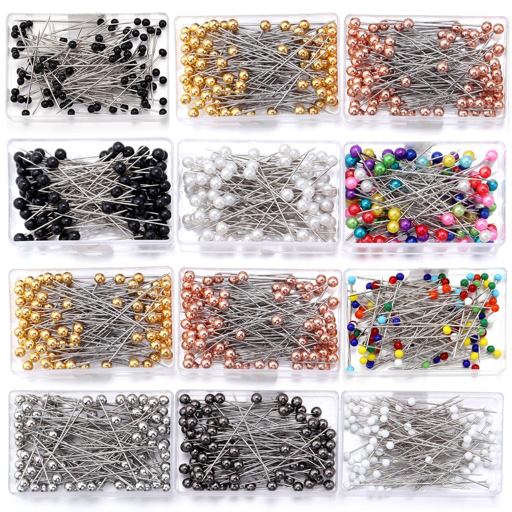 100Pcs Color Ball Head Pins Stainless Steel Pearl Big Head Sewing Pins for Clothing Positioning Supplies Sewing Supplies Tools