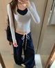 Eobiheomjeu Halter Neck Layered Long Sleeve Abh365-104 Striped White
