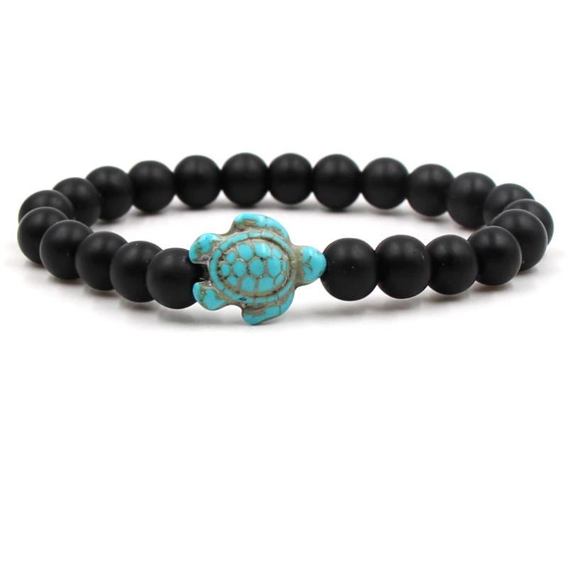 New Sea Turtle Beads Bracelets For Women Men Classic 14 Colors Natural Stone Elastic Friendship Bracelet Beach Jewelry Gifts