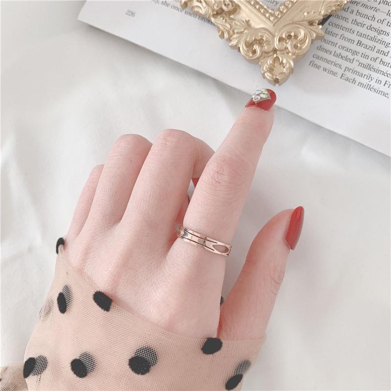 Gold-Plated Titanium Steel Hollow Ring for Women - Korean Style Fashion Statement