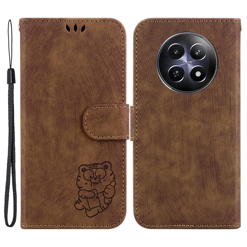 For Realme 12 5G/12x 5G Wallet Case Cute Tiger Pattern Leather Phone Stand Cover