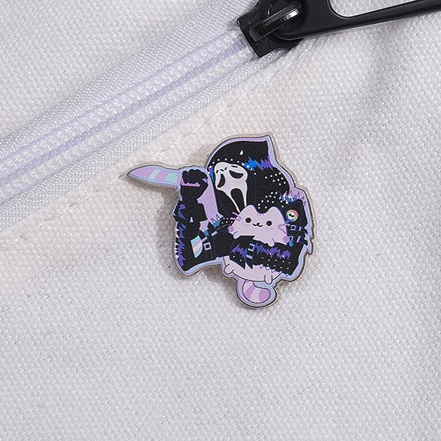 Metal Unique Pin Cute Cartoon Ghost Cat Brooch Festive Pumpkin Skull Style All For