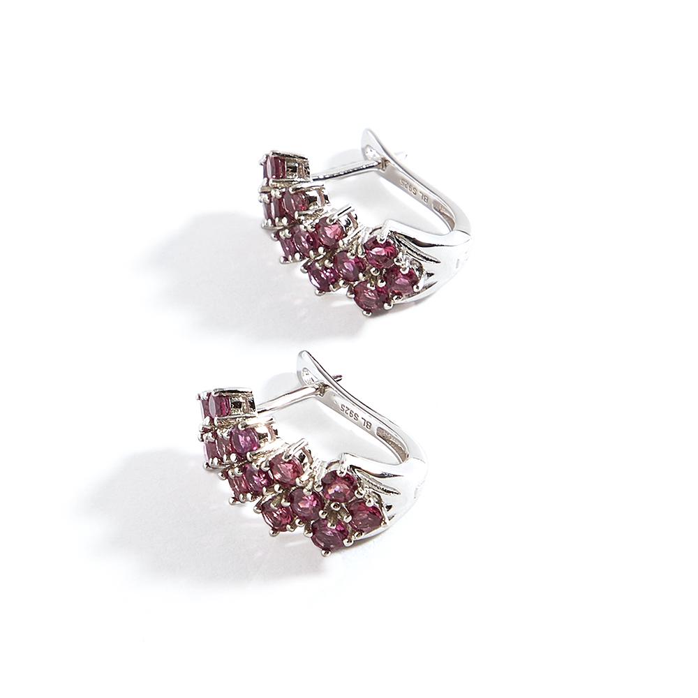 Cercei cu închizătoare pentru femei, lux ușor, Granat Rodolit rotund natural 3,0 mm, argint sterling 925, bijuterii fine pentru petrecere, banchet