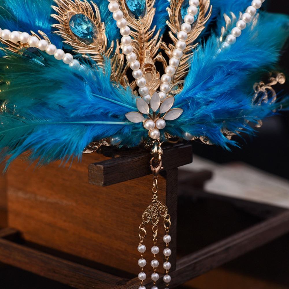 Vintage Chinese Hanfu Hair Crown Fairy Peri Feather Tiara  Hanfu Accessory