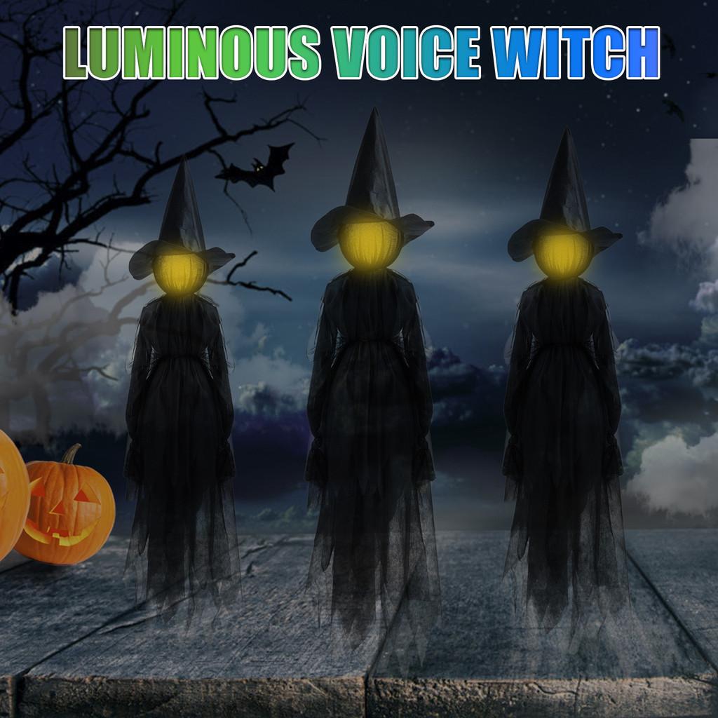 Enchanting Halloween Colorful Glowing Three Handheld Witches White Witch Ghost Decoration