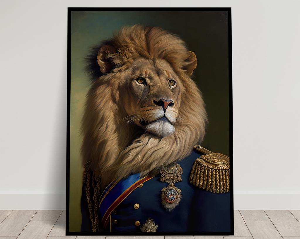 Animal Portrait Lion Fox Golden Retriever In Military Uniform Poster Print Wall Art Pictures Canvas Painting Room Home Decor
