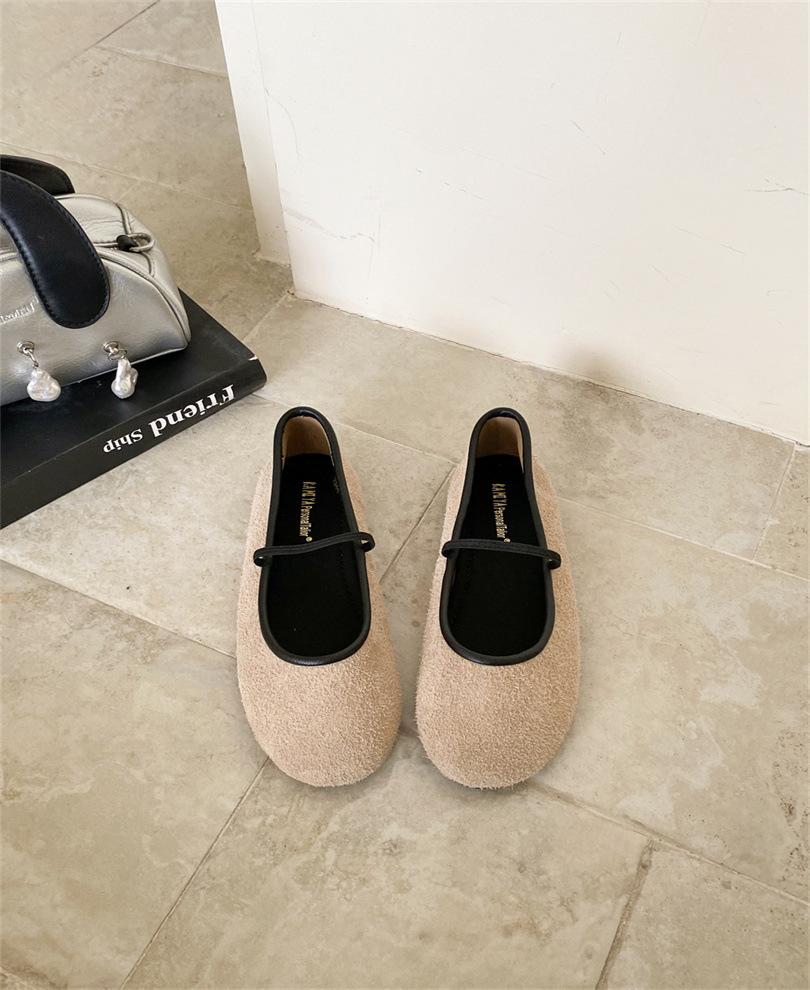 

2025 new first-layer plush ballet flats~ round head with inner height increase single shoes 40 абрикосовый