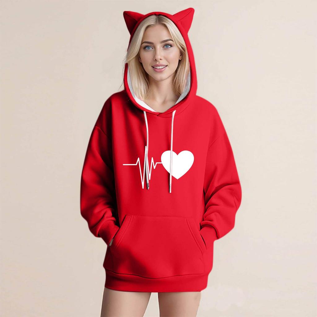 Women's Fashion Casual Long Sleeve  Hooded Sweatshirt Tops