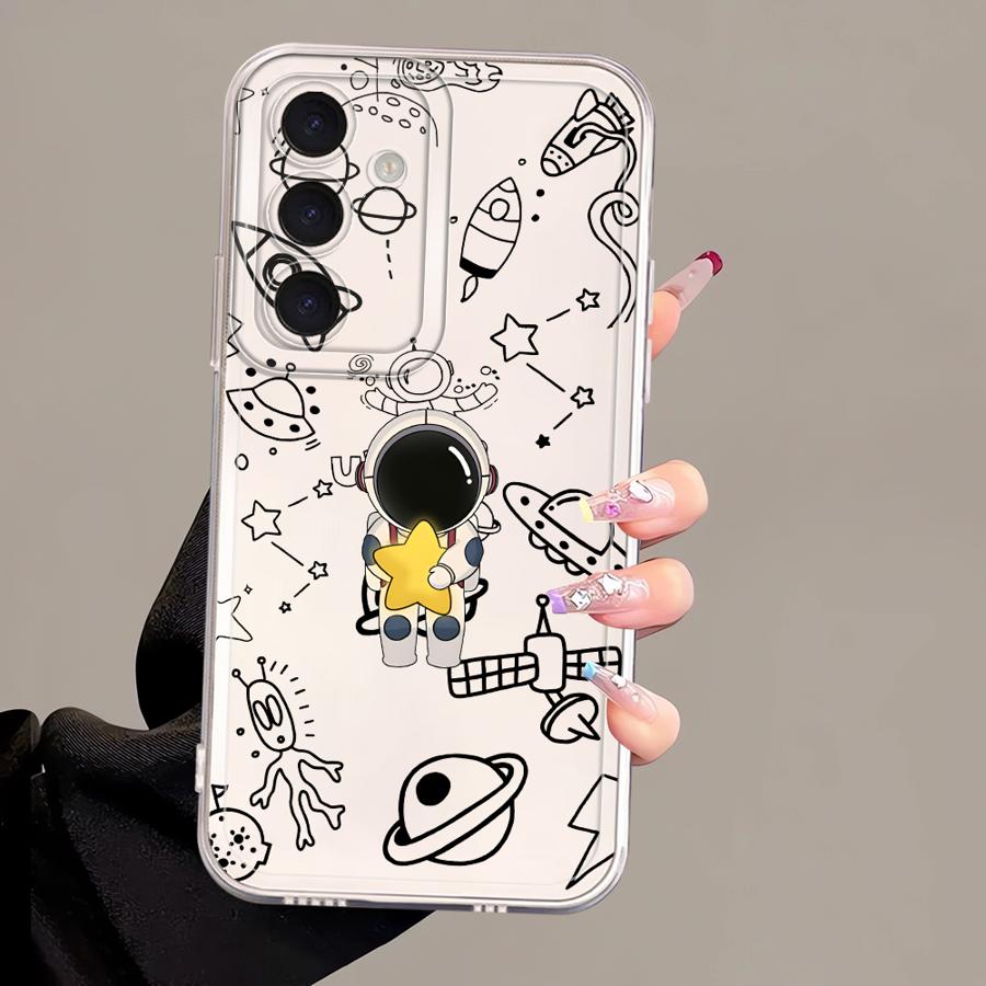 Kreslený roztomilý pouzdro astronaut pro Samsung Galaxy A34 A35 A14 A16 A56 A50 A54 A15 A55 A23 A36 A13 A33 A52 A25 A51 A52 A31 A26 A24