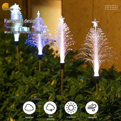 Waterproof Solar Christmas Star & Jellyfish Fiber Optic Courtyard Lights