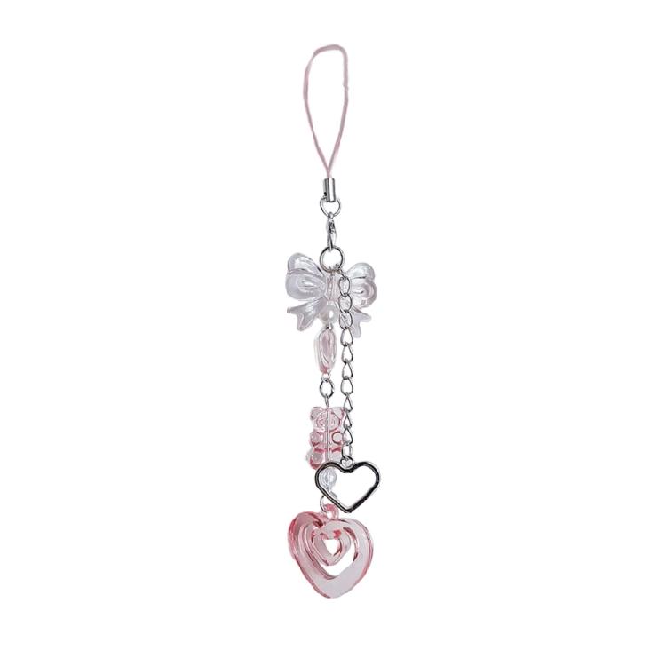 

Y2K Bowknot Heart Cross Charm Pendant Hanging Decoration for Keys Bag Purse