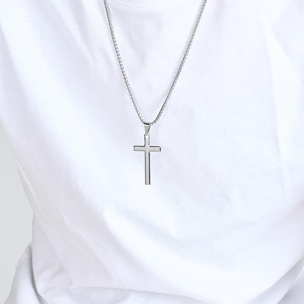 Cross Steel Stainless Pendant For Men Hip Hop Necklace Glossy Embellishments