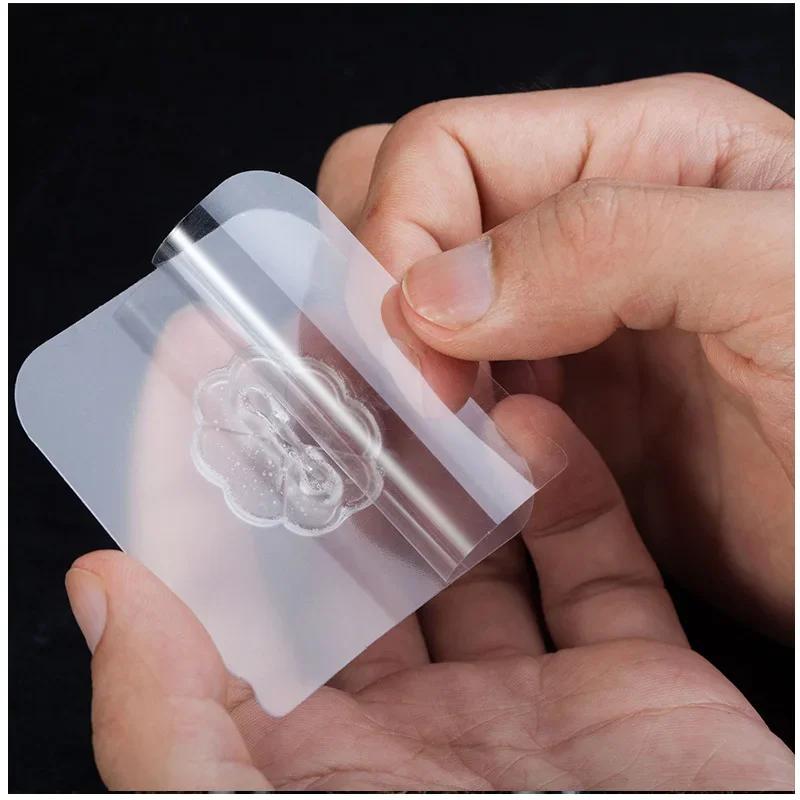 5/10PCS Transparent Stainless Steel Strong Self Adhesive Hooks Key Storage Hanger for Kitchen Bathroom Door Wall Multi-Function