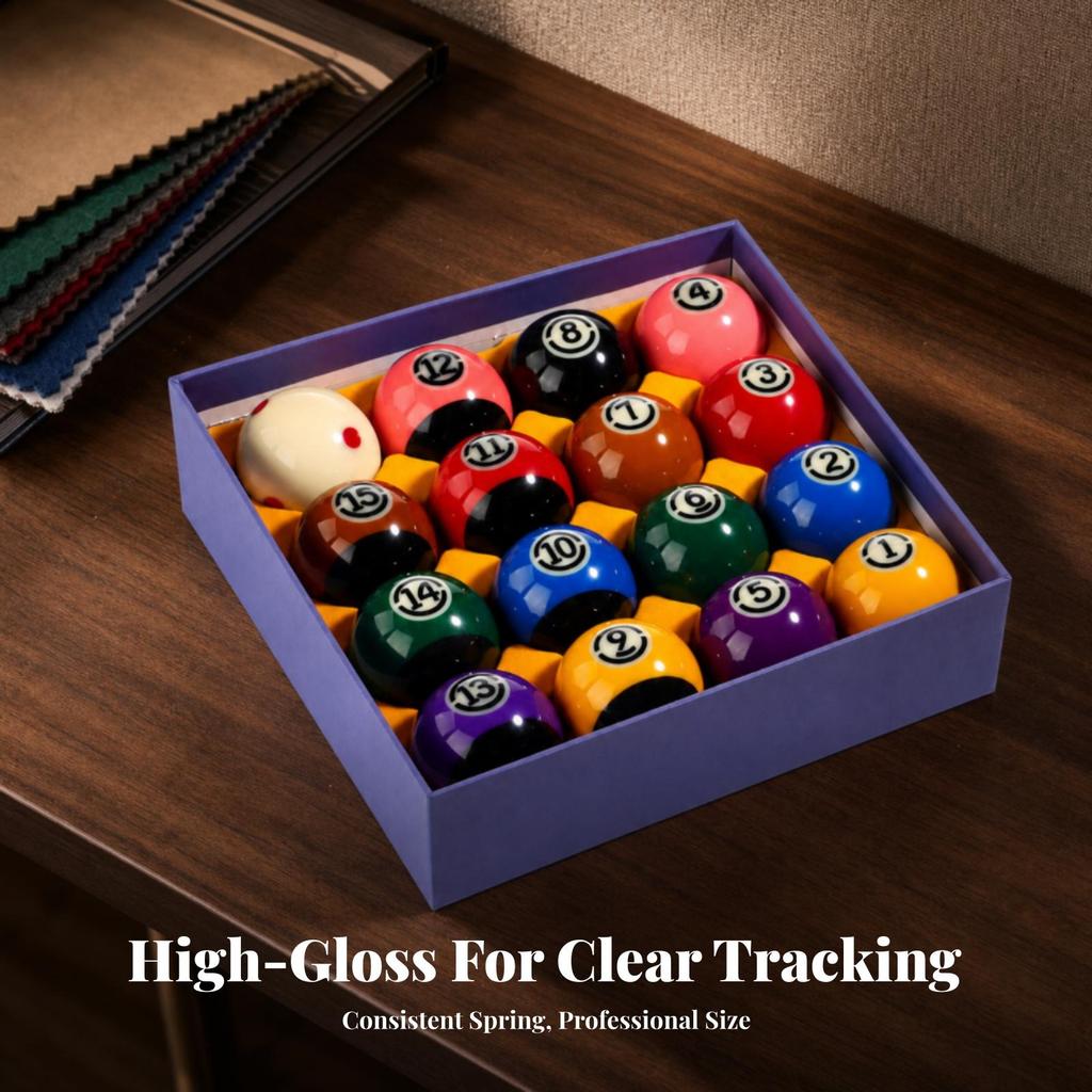 16 Pieces 16-Ball Pool Set Bright Colors Balls with Cue Ball Professional