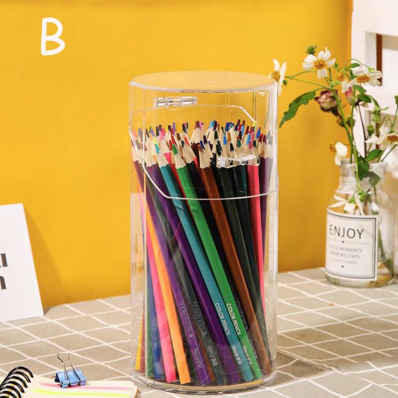 Acrylic Pen Holder Makeup Brush Holders Pencil Organizer Clear Stationery Storage Box Makeup Organizer with Lid Dust-proof Case