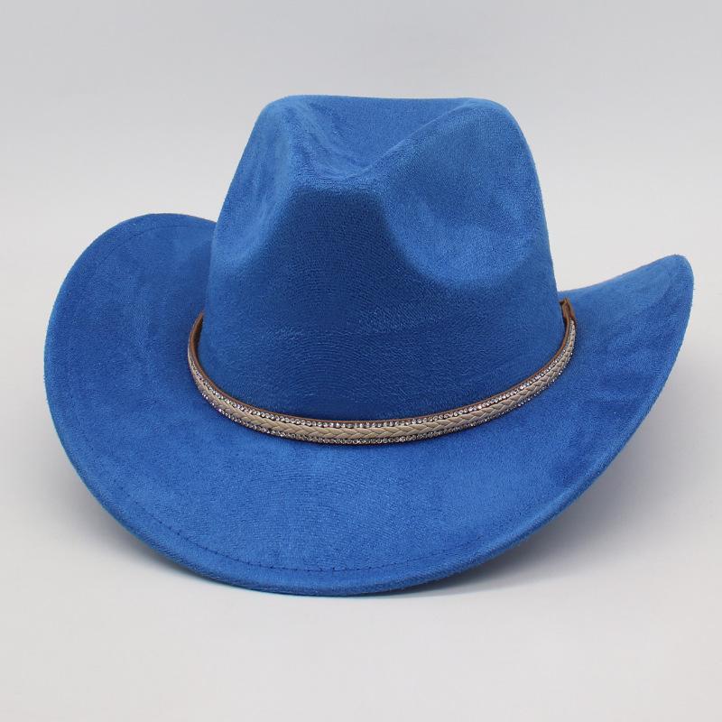 

Spring And Summer Four Seasons European And American Style Western Suede Denim Top Hat Cross-Border Outdoor Men And Women S Famous Big Eaves Jazz Hat One size [j denim]