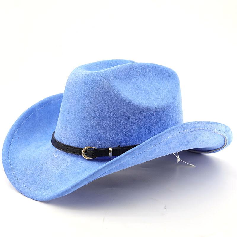 Classic simple belt, western cowboy hat, woolen jazz top hat, men's and women's ethnic style autumn and winter felt hat, big eaves hat