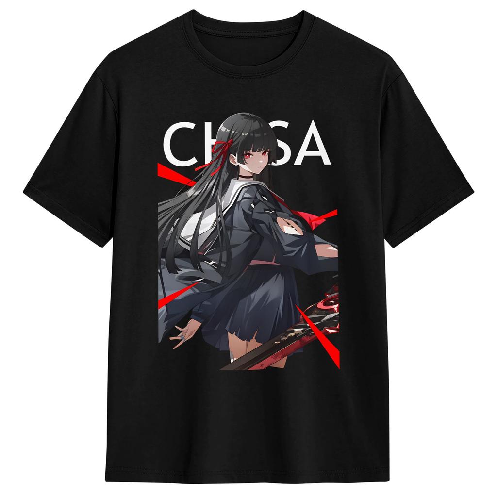Vintage Wuthering Waves Characters Tshirts For Unisex Round Collar Cotton T Shirt Short Sleeve Tees 6xl Clothing